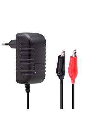 14.4 VOLT - 1 AMPER KROKODİL UÇLU KIRMIZI YEŞİL LEDLİ YERLİ ÜRETİM AKÜ ŞARJ CİHAZI (OUT :12V-1A)