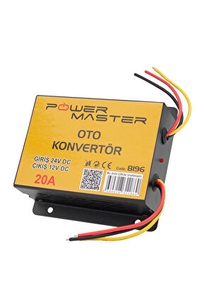 POWERMASTER PM-8196 24V DC  12V DC 20 AMPER OTO KONVERTÖR
