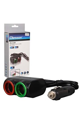Art 1631 12-24V Tek Usb Girişli 120W 80Cm Kablolu 2Lı Araç Çakmak Çoklayıcı Lab