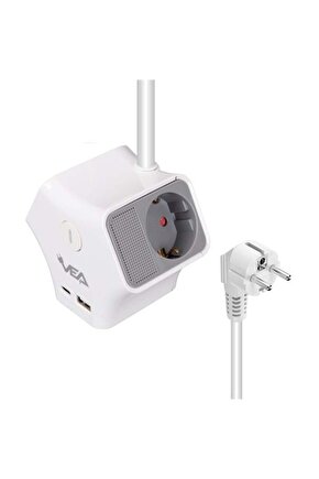 M3LFS- vea ve-g903yc 3lü usb+ type-c girişli anahtarli 1.5 metre grup priz