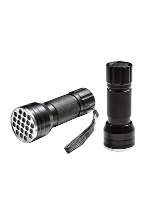 UV IŞINLI 21 LEDLİ 10 CM METAL KASA PİLLİ EL FENERİ (4108)