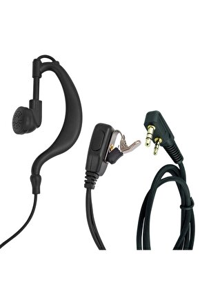 Wln PMR-446 C Tipi Kulak Üstü EL Telsizi PTT Mikrofonlu Kulaklığı 2 Jacklı Aselsan A446 Spiral Arkal