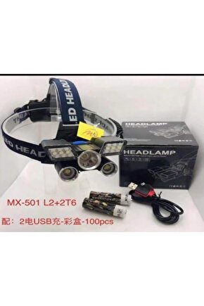 Mx-501 5 Power Ledli Su Geçirmez 18650 Pilli Şarj Edilebilir Kafa Feneri