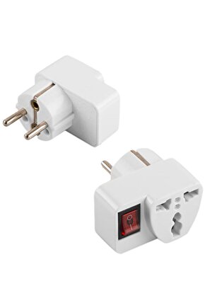 Ingiliz Fiş Çok Amaçlı Üniversal Tekli On Off Işıklı Anahtarlı