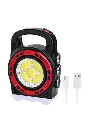 HB-6678C COB LEDLİ 20 WATT 3 KADEMELİ ŞARJ EDİLEBİLİR USB ÇIKIŞLI SOLAR LAMB - MCT7856-6622