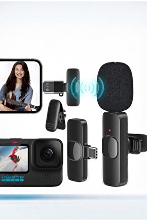 Kablosuz Type-C Vlogger Yaka Mikrofonu – Telefon ve Tablet Uyumlu Profesyonel Yayın Mikrofonu