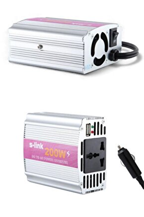 200W Power Inverter-DC 12V Araç Çakmaklık Girişinden AC 230V Şebeke Voltajına Çevirici Güç İnverter