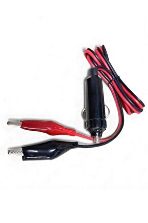 Krokodil Uçlu Araç Çakmak Fişi – 1 Metre Kablolu | Pratik Akü Bağlantı Kablosu
