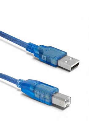 2.0 Şeffaf Mavi 10 Metre USB Yazıcı Kablosu | Hızlı Transfer, Dayanıklı Malzeme