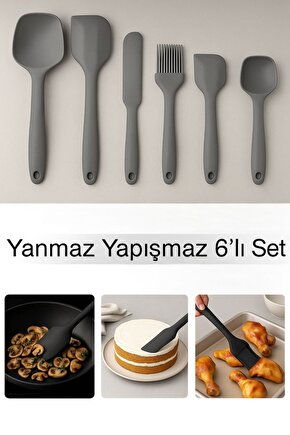 Yanmaz Yapışmaz 6’lı Mutfak Spatula Seti – Isıya Dayanıklı Silikon Kaşık set