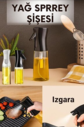 1 adet Yağ Sprey Şişesi – Cam Gövdeli Püskürtme Başlıklı Yağlık (SiyahBeyaz Renk Seçenekli)