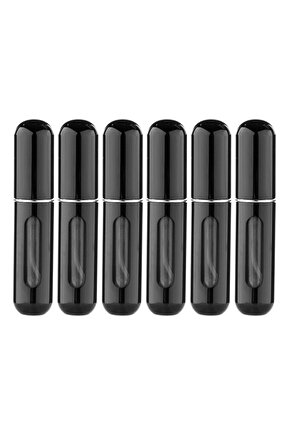 Cep Parfüm Şişesi 5 Ml Doldurulabilir Atomizer - 6 Adet Siyah
