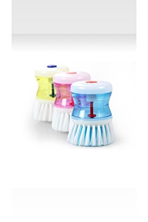 2 Adet Plastik Hazneli Üstten Basmalı Bulaşık Fırçası