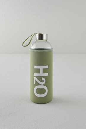 Yeşil 600 ml Cam Matara Neopren Kılıflı Sızdırmaz Kapaklı Su Şişesi