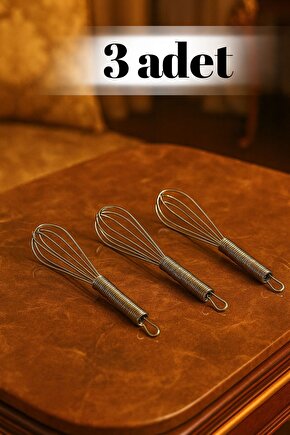 Mini Tel Çırpıcı 3’lü Set – Paslanmaz Çelik, Pratik Kullanım