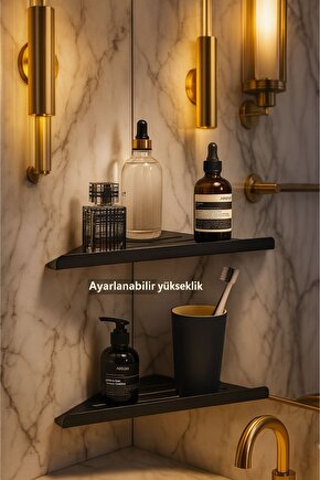 2 Adet Metal Şampuan Sabun Köşe Tipi Duş Rafı