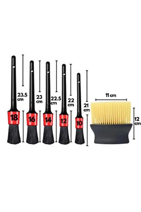 6 Parça Araç Oto İç Dış Konsol Torpido Detay Temizlik Fırça Seti
