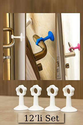 12’li Kapı Kolu Koruyucu Tampon Seti – Silikon Vantuzlu Duvar Koruma