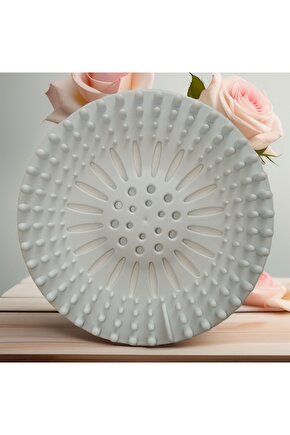 Lavabo Süzgeci Kaymaz Yuvarlak Silikon Süzgeç Kırık Beyaz