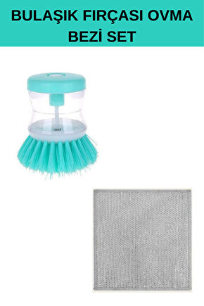 Deterjan Hazneli Kolay Bulaşık Yıkama Lavabo Tezgah Tabak Tencere Tava Temizleme Fırça ve Tencere Ta