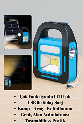 Şarjlı Kamp ve Araç Lambası – Çok Fonksiyonlu LED Işık