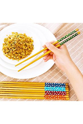 aclya 2li Desenli Yıkanabilir Kore Çin Bambu Chopsticks Yemek Çubuğu |desenli Bambu Chopstick a