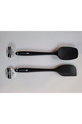 İVORY YANMAZ YAPIŞMAZ SİYAH 2Lİ SİLİKON SPATULA SETİ