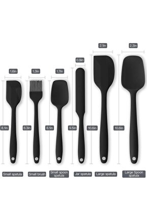 6 lı Takım Yanmaz Yapışmaz Mutfak Pasta Silikon Yumurta Fırçası Kaşık Bıçak Spatula Seti