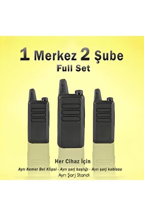 Çaycı Telsizi 1 Merkez 2 Şube Kulaklık Hediyeli Full Set