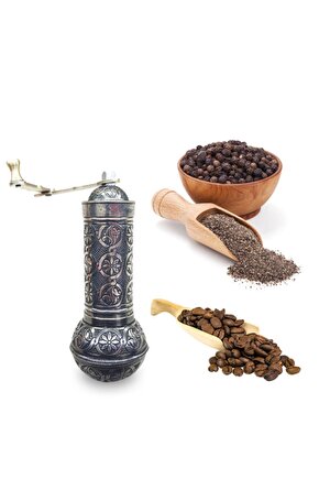 Uzun Tombul Kahve, Karabiber El Değirmeni 19 cm - Beyaz Eskitme