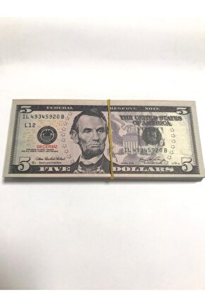 100 Adet 5 Dolar Geçersiz Sahte Düğün Parası Oyun Parası 100x5 Dolar