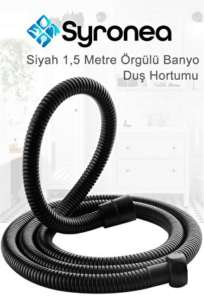 Siyah Banyo Duş Hortumu 1,5 Metre Kopmaz Patlamaz Hortum Duş Seti Plastik Uzun