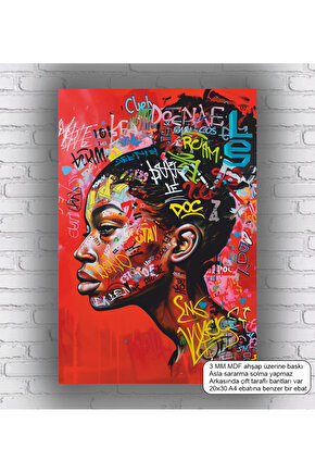 pop art afrikalı kadın retro ahşap poster mdf tablo