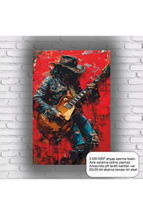 gitar çalan müzisyen adam mdf ahşap tablo poster dekorasyon