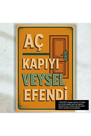 yeşilçam türk sineması replikleri aç kapıyı veysel efendi retro ahşap poster tablo