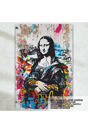 popart mona lisa duvar sanatı dekorasyon tablo retro ahşap poster