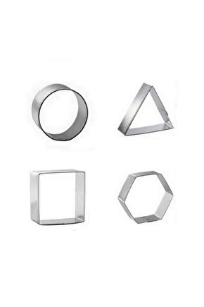 Narkalıp Paslanmaz Çelik Yuvarlak,kare Altıgen Ve Üçgen Kurabiye Kalıbı Çap 6 Cm 4 Lü