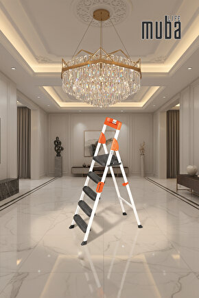 Merdiven 4+1 Geniş Basamaklı Merdiven Kolay Taşınır Merdiven Ergonomik Tasarım Extra