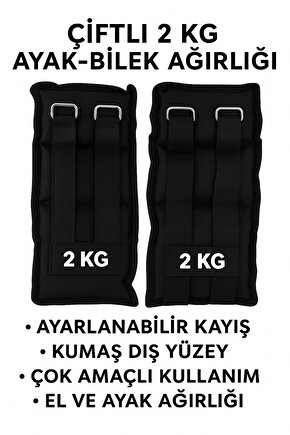 2 Kg × 2 Adet Toplam 4 Kg El Ayak Bilek Kas Güçlendiriçi Ağırlık Seti Kum Ağırlık Torbası