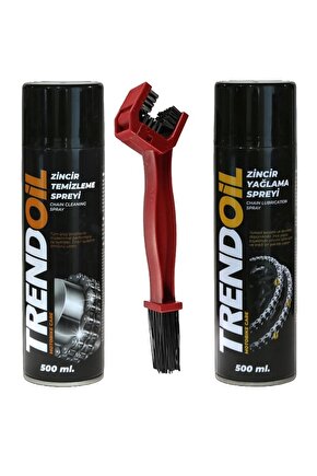 MOTOSİKLET ZİNCİR TEMİZLEME SPREYİ +YAĞLAYICI SPREYİ 500er ML+ZİNCİR TEMİZLEME FIRÇASI