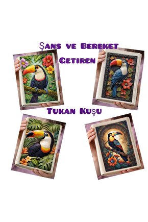 4lü Şans ve Bereket Getiren Tukan Kuşu Bez Defter Kitap Koruyucu Ayraç