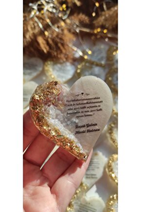 BİRGÜLCE Gold Kalpli Manget 10 Adet Söz Nişan Nikah Kına Mevlüt Hediyelik