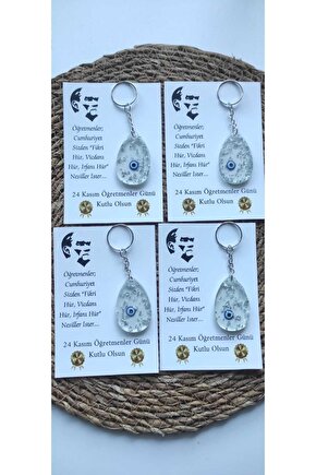 Öğretmenler Günü Hediyelik Özel Anı Kartlı Anahtarlık 10 Adet Epoksi