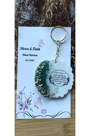 Epoksi Hediyelik Anahtarlık Özel Tasarım Kart Nazar Ayeti Baskı 10 Adet-söz-nişan-nikah-kına-mevlüt