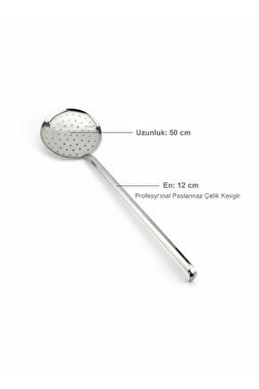 Paslanmaz Çelik Profesyonel Kevgir - 50 cm Endüstriyel Mutfak Servis Gereci 1810 304 (4)