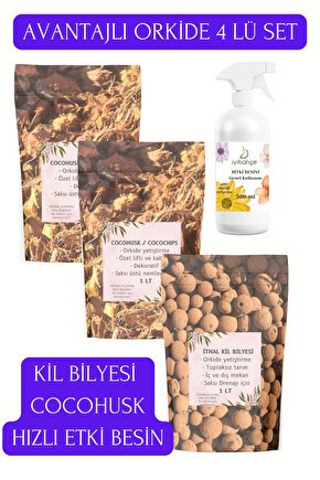 500ml İlkGün Etkili Bitki Besini-Cocohusk 1 L (2adet)-Kil Bilyesi 1 L