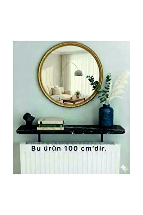 4 KÖŞE OVAL Petek Üstü Raf Duvara Montajsız Kalorifer Peteği Üstü Raf 100x18cm SİYAH MERMER DESEN