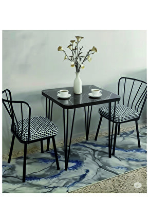 Metal Ayaklı 60x70cm (TEK MASA)Balkon Masası- Çalışma Masası -kafe masası SİYAH MERMER 60X70