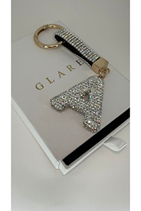 Zirkon Taşlı Simli Lüks A Harf Anahtarlık