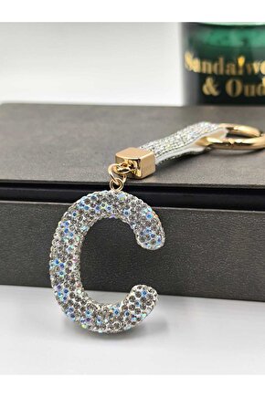 Zirkon Taşlı Charmlı Harf Anahtarlık